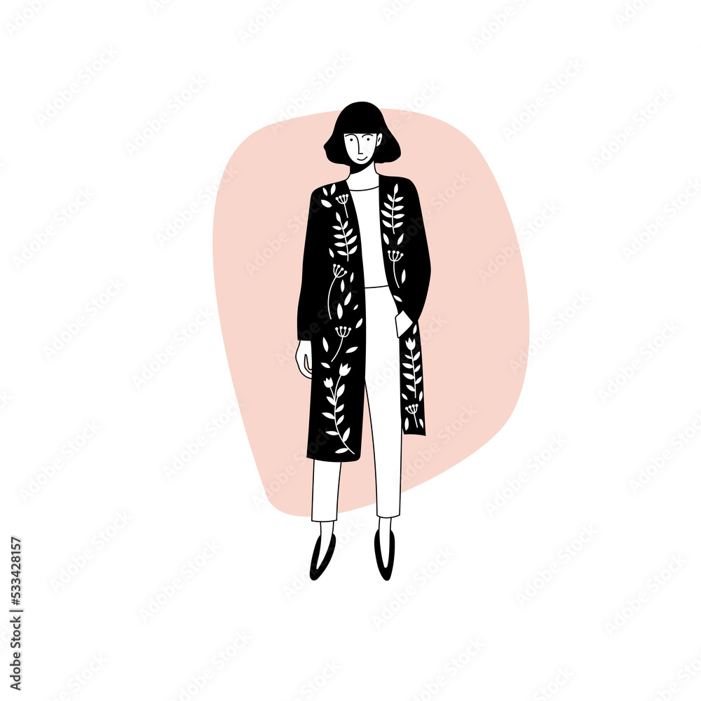 Doodle Woman Fashion Style Cartoon Character Silhouette Person Symbol Icon