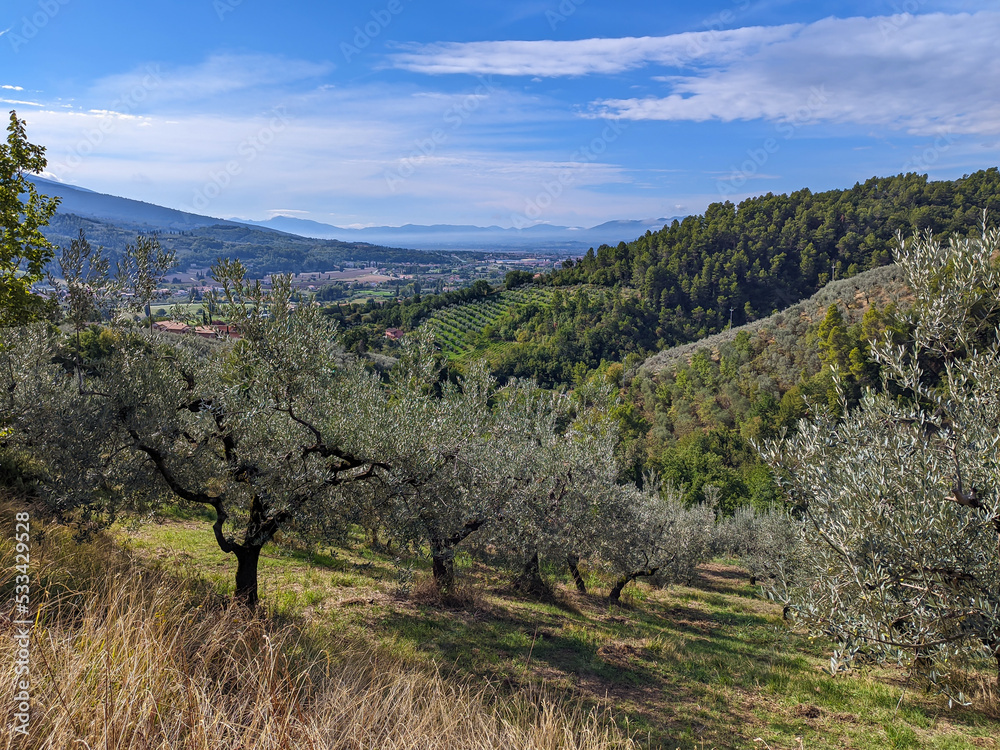 View of umbria landscape near Foligno in the autumn season Italy View of umbria landscape near Foligno in the autumn season Italy
