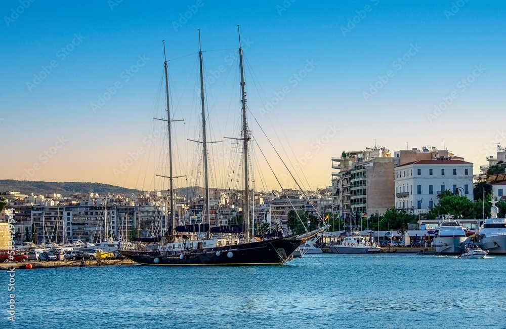 view of Pasalimani port in Pireus city . Greece.