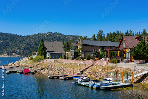 Sunny view of the landscape in Big bear lake