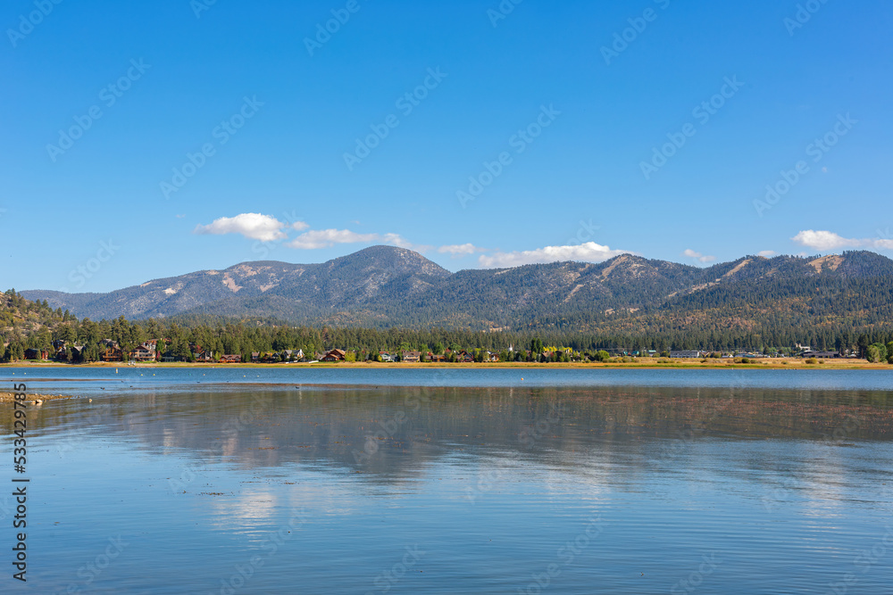 Sunny view of the landscape in Big bear lake