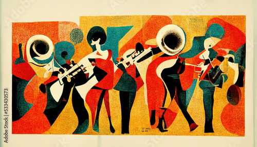 artwork of music and colours, stripes and patterns