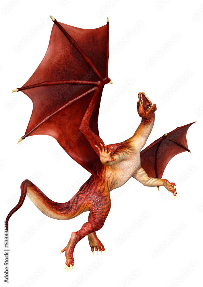 Naklejka premium 3D Rendering Fairy Tale Dragon on White
