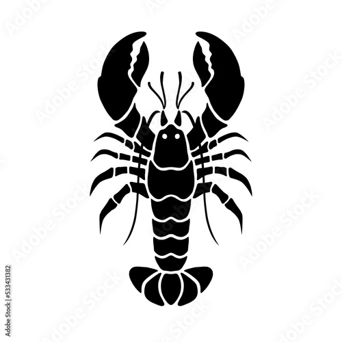 Lobster graphic icon. Sea lobster black sign isolated on white background. Vector illustration eps format