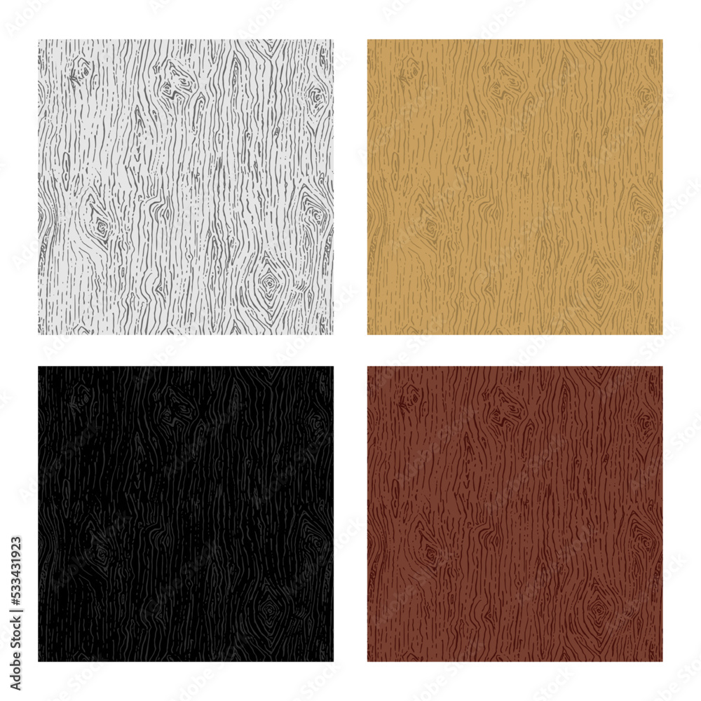 Fototapeta premium Four different wooden texture background seamless images. Isolated on white background.