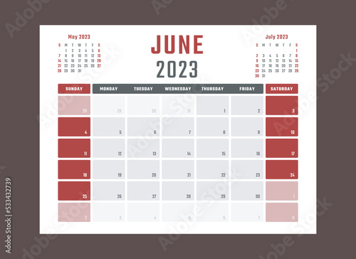 calendar for june 2023 starts sunday, vector calendar design june 2023 year