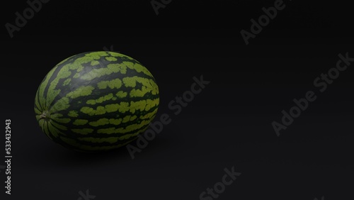 3d illustration  image of a melon  black background  copy space  3d rendering.