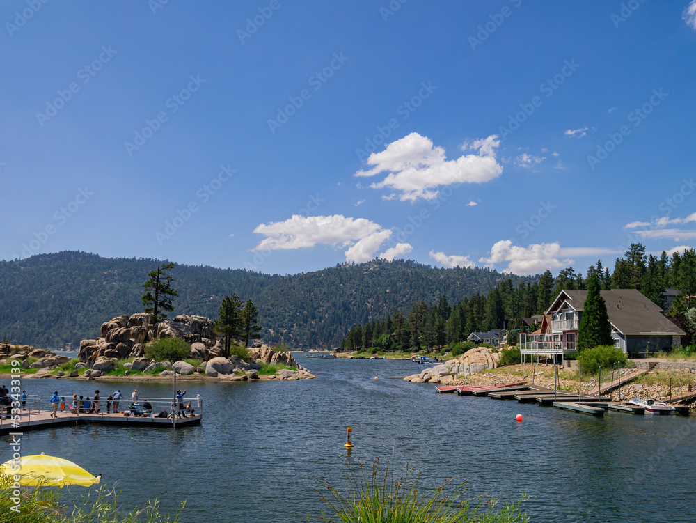 Sunny view of the landscape in Big bear lake area