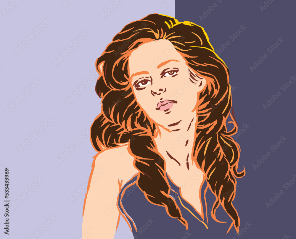 portrait of a woman vector for card illustration background portrait of a woman vector for card illustration background