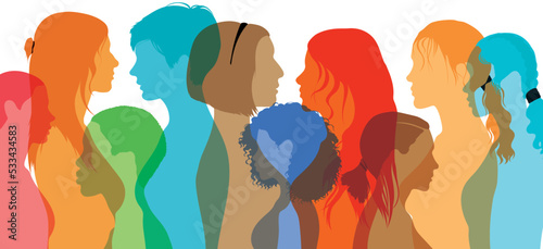 Multicultural women's social group. Friendship, communication, racial equality. Multicultural women’s social group.