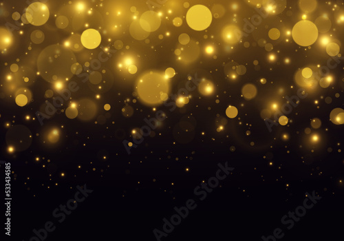 Gold bokeh blurred light. Abstract background with bokeh effect. Magic concept.