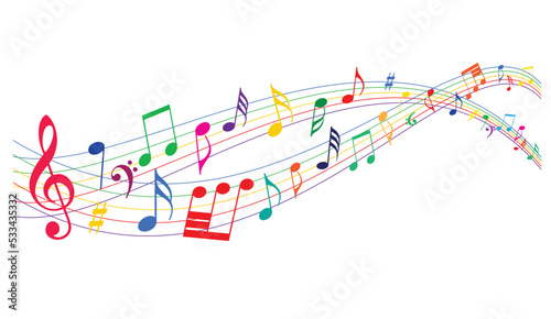 colorful wavy music song stave