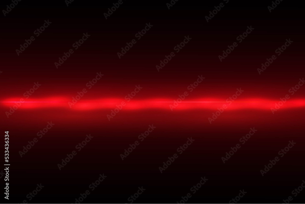 Fluorescent red line on black background Fluorescent red line on black background