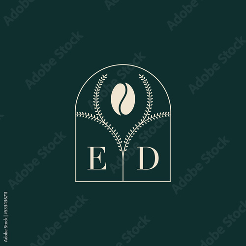 ED initial monogram with coffee bean logo design