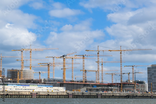 A few cranes on a new industrial Building projekt