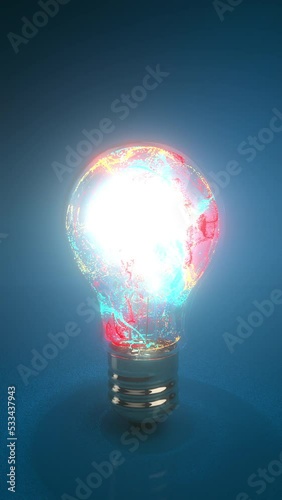 4k Vertical Animation Light Bulb Color Splash. Prores 4444