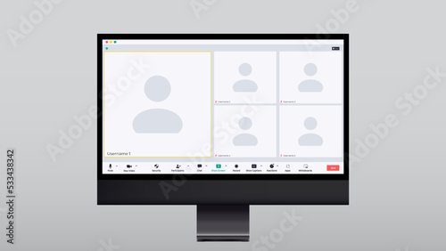 Realistic computer video for site design. Template mockup. Vector illustration