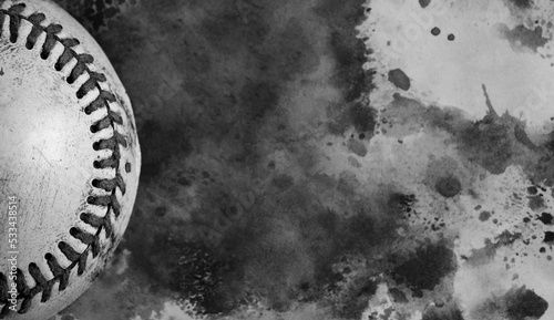 Photography Old baseball ball from sport with creative paint texture background