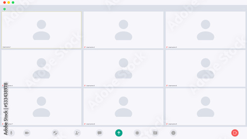 Video conference user interface, video conference calls window overlay. Vector illustration