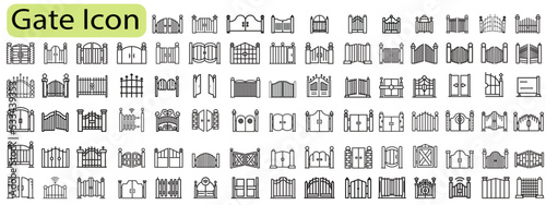 Gate Entrance Icon Collection.editable stroke 