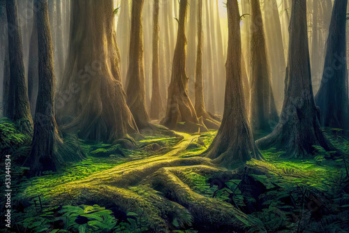 Papier peint Wald am Abend - AI Digital - Illustration