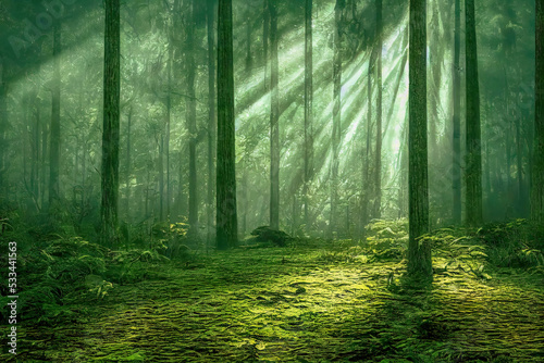 Wald am Abend - AI Digital - Illustration © Korea Saii