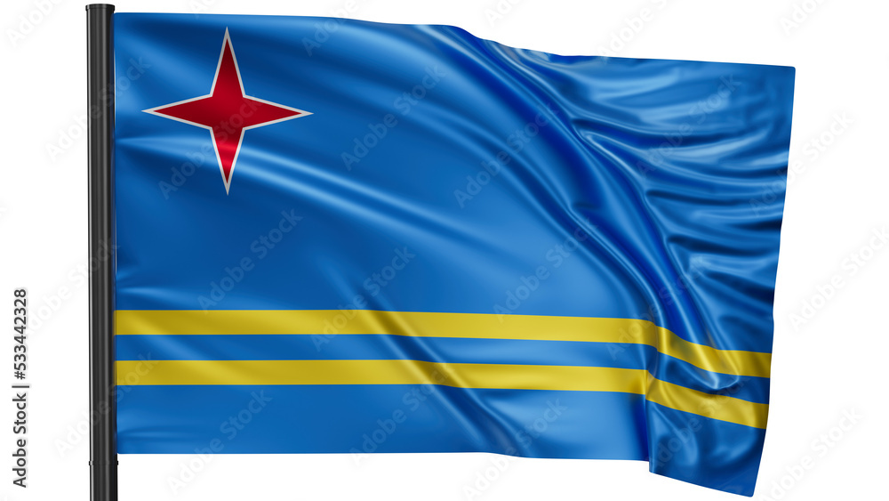 Aruba national flag, waved on wind, PNG with transparency Aruba national flag, waved on wind, PNG with transparency