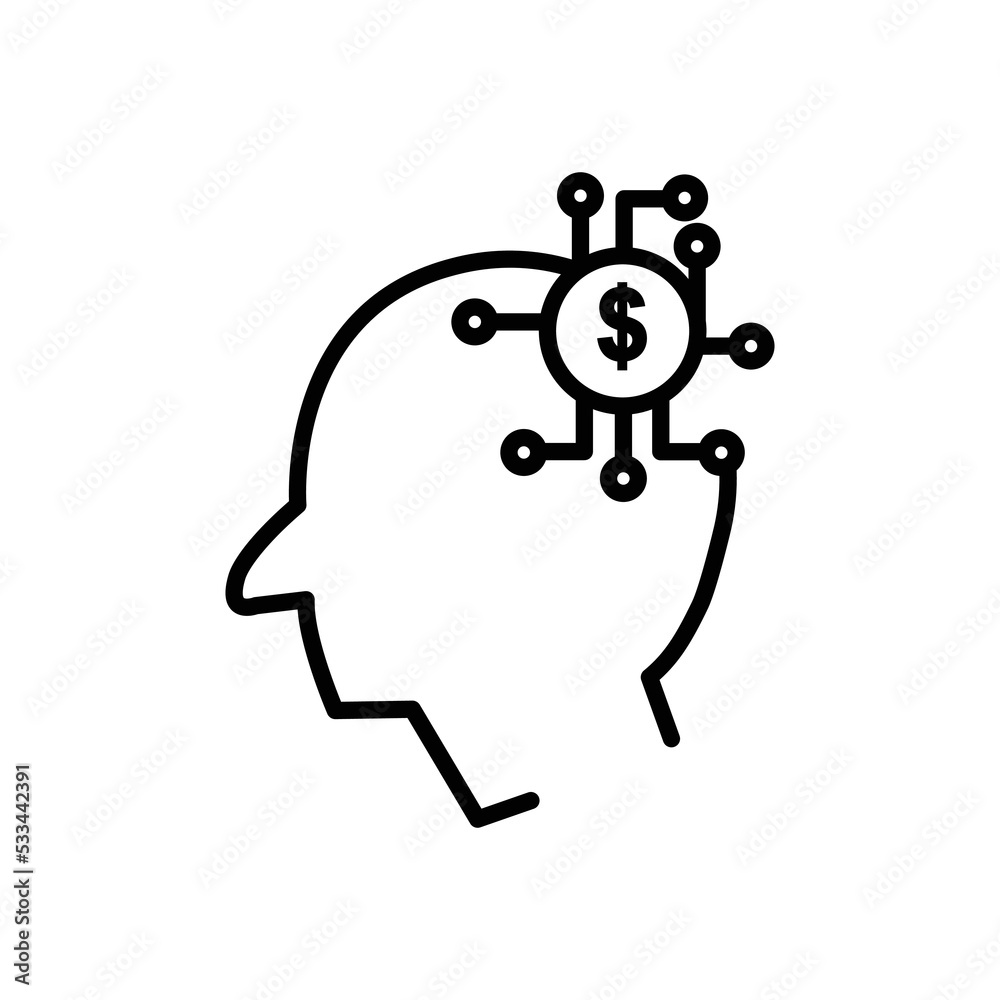 Head line icon illustration with dollar. icon related to fintech. Line icon style. Simple design editable Head line icon illustration with dollar. icon related to fintech. Line icon style. Simple design editable