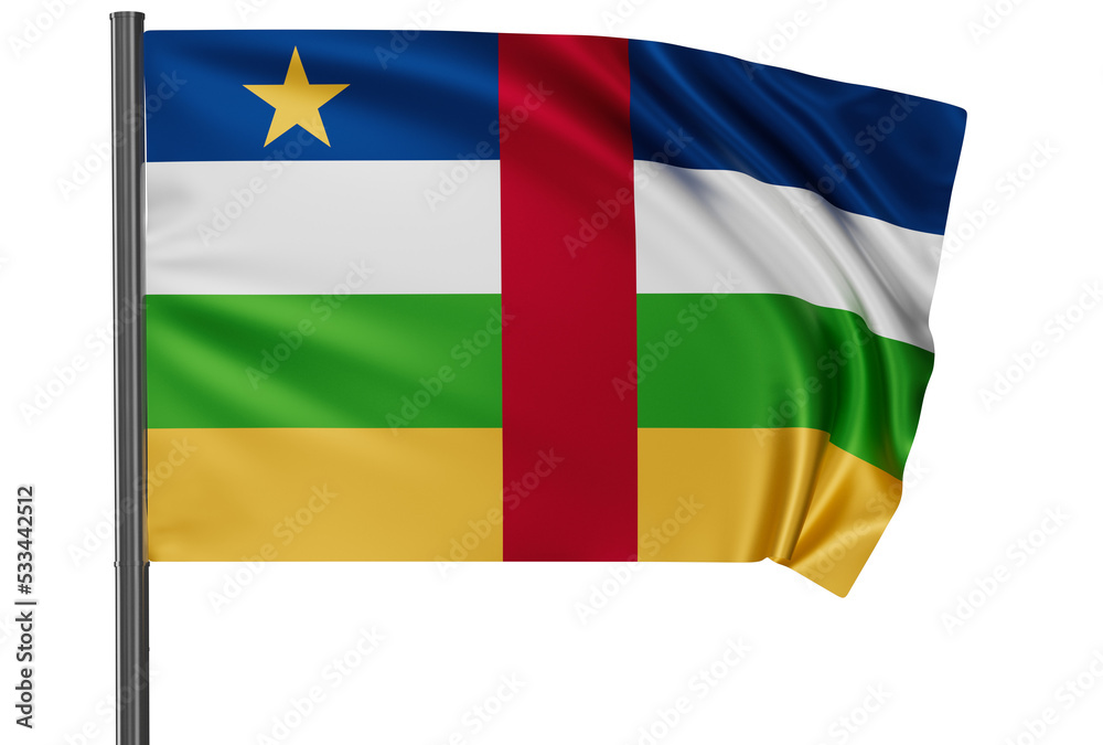 CAR national flag, waved on wind, PNG with transparency CAR national flag, waved on wind, PNG with transparency