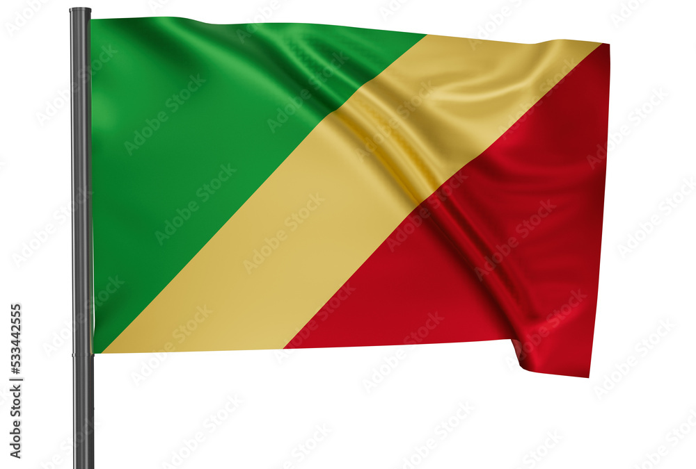 Republic of the Congo national flag, waved on wind, PNG with transparency Republic of the Congo national flag, waved on wind, PNG with transparency
