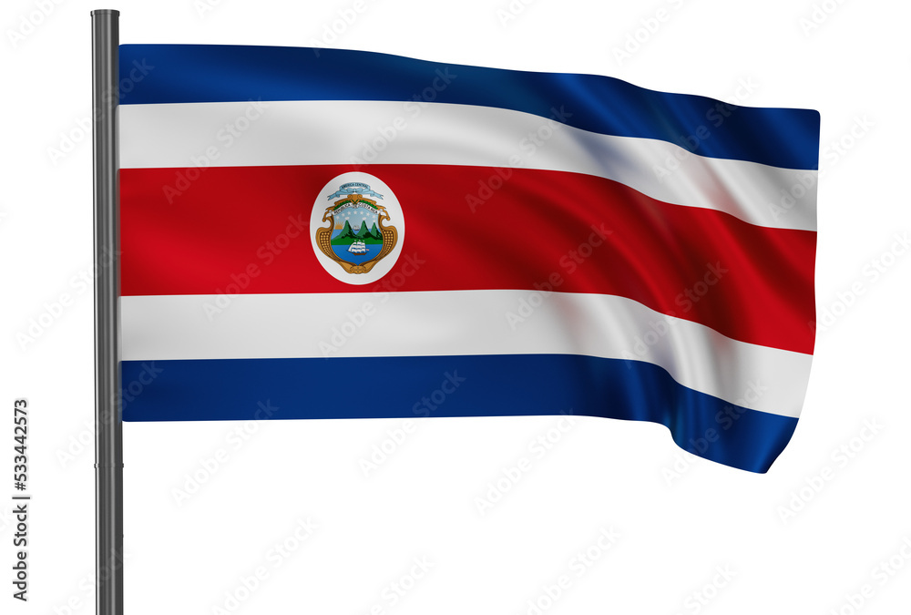 Costa Rica national flag, waved on wind, PNG with transparency Costa Rica national flag, waved on wind, PNG with transparency