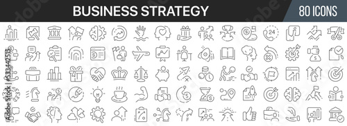 Business strategy line icons collection. Big UI icon set in a flat design. Thin outline icons pack. Vector illustration EPS10