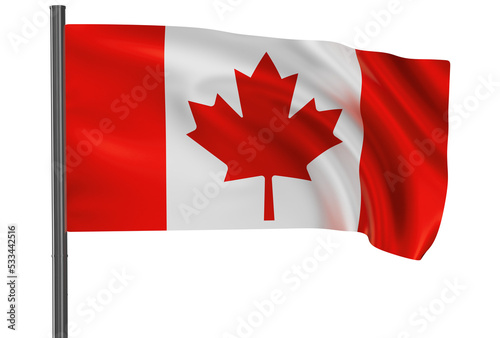 Canada national flag, waved on wind, PNG with transparency