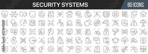 Security systems line icons collection. Big UI icon set in a flat design. Thin outline icons pack. Vector illustration EPS10