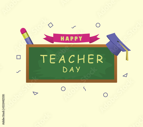 HAPPY  TEACHER DAY BANNER ILLUSTRATION