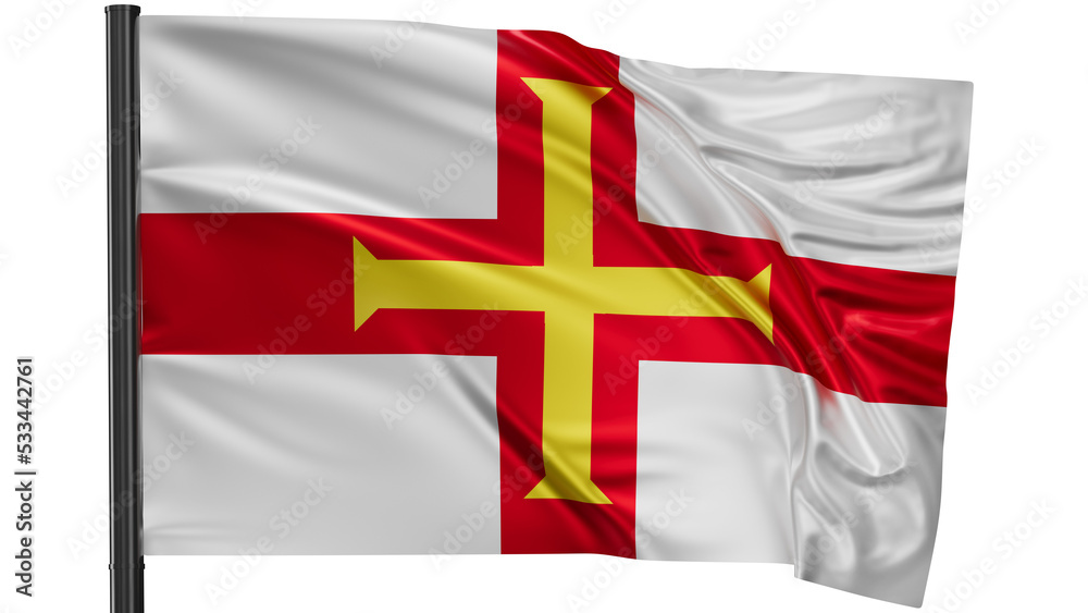 Fototapeta premium Guernsey national flag, waved on wind, PNG with transparency