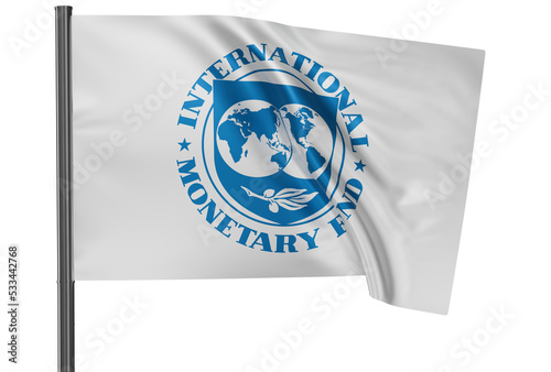 Fotografie IMF national flag, waved on wind, PNG with transparency