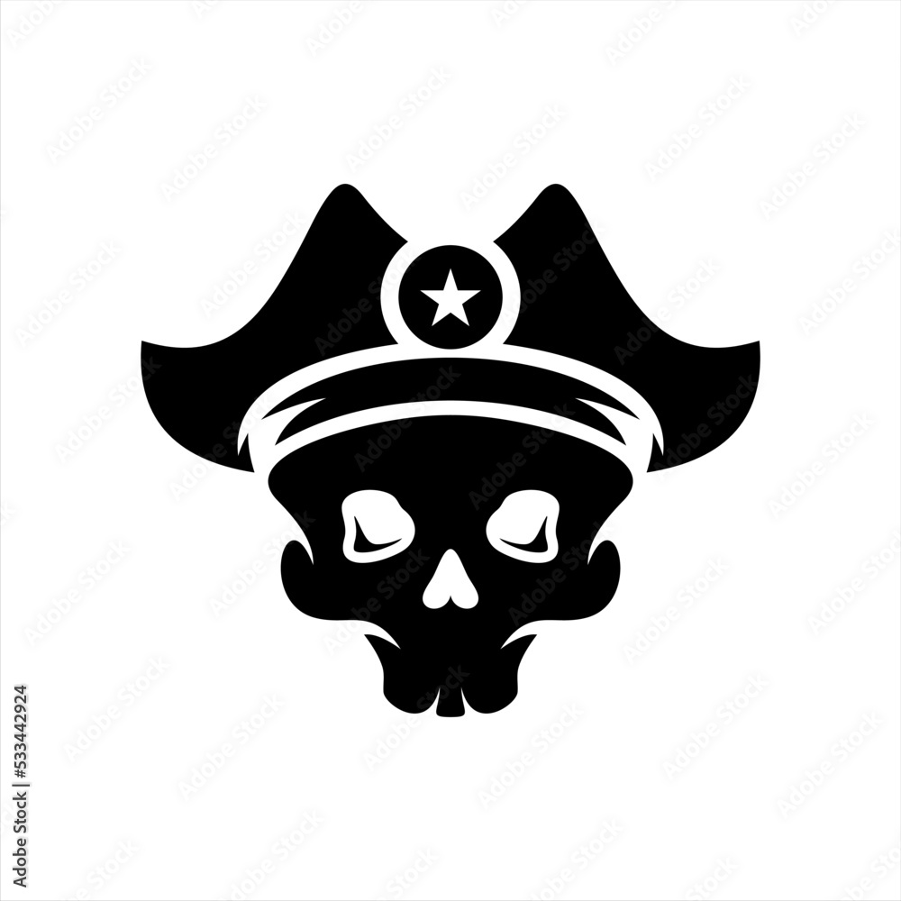 Skeleton Pirate logo design vintage inspiration.