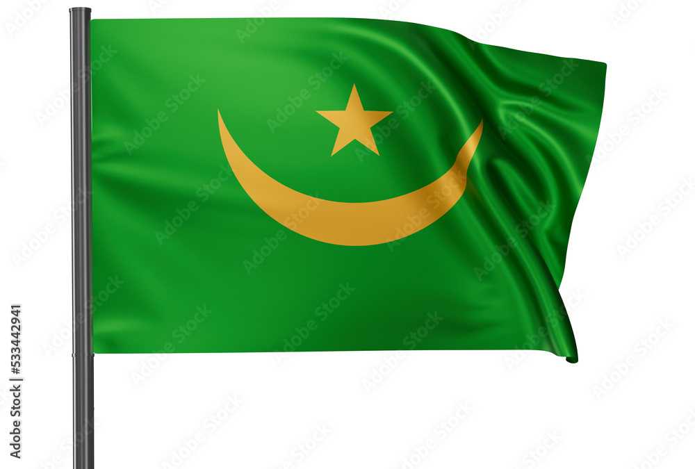 Mauritania national flag, waved on wind, PNG with transparency Mauritania national flag, waved on wind, PNG with transparency