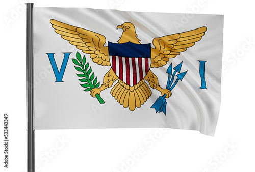 American Virgin Islands flag, waved on wind, PNG with transparency photo