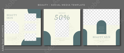 beauty skin spa minimalist social media post template design, event promotion banner vector square