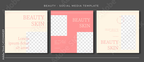 beauty skin spa minimalist social media post template design, event promotion banner vector square