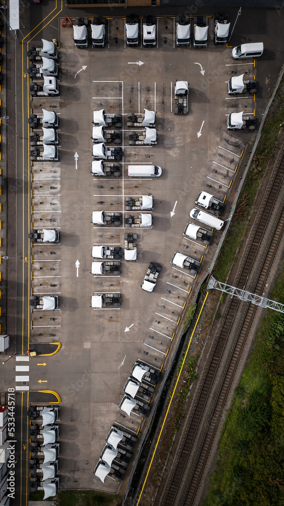Aerial view of a logistics and transport yard Aerial view of a logistics and transport yard