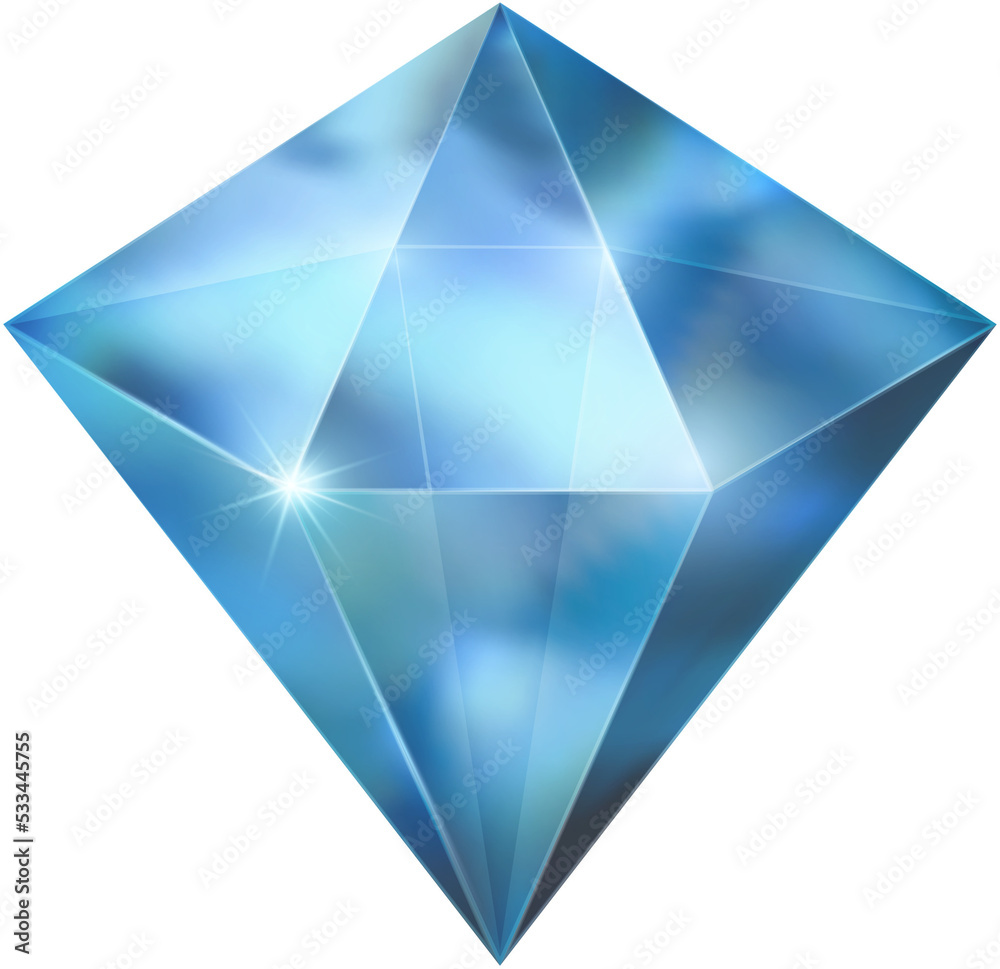 Fantasy crystal jewelry gems, polygon shape stone for game asset.