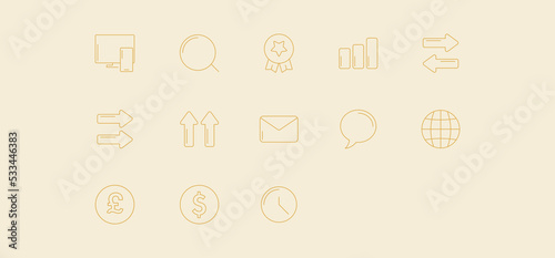 Finance icons set, investing, banking, pricing, trading, inflation icon, economy icons, growth icon, email icon, money, dollar icon.