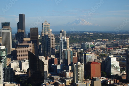 Mt. Rainier and downtown Seattle. 