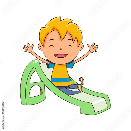 Kid playing on the slide