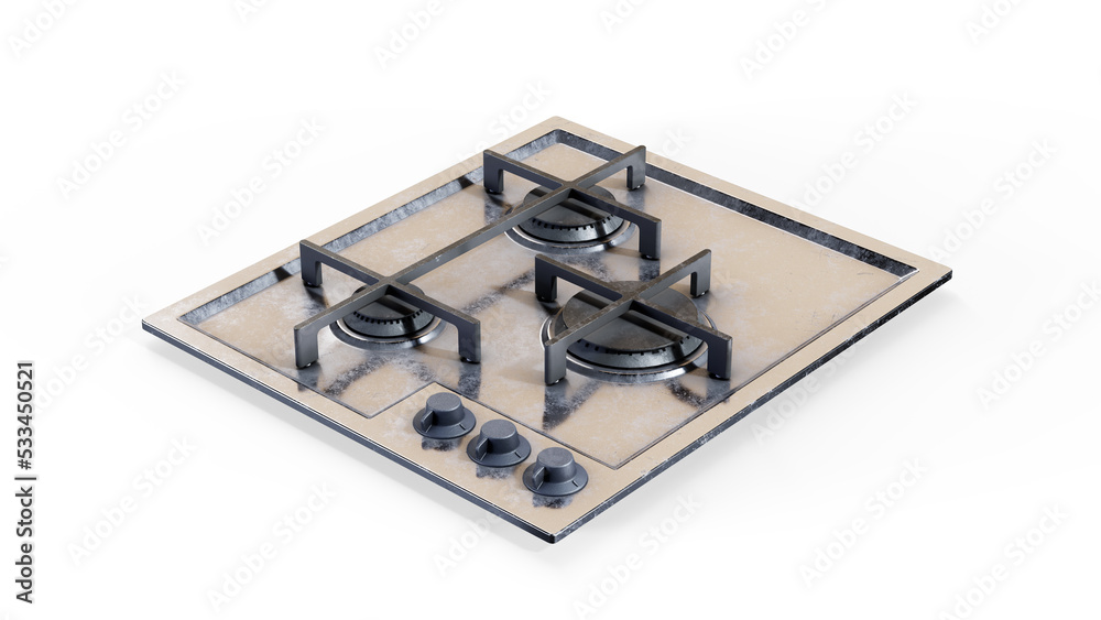 Electric slide-in convection range top view. Kitchen Stove, 3D render Electric slide-in convection range top view. Kitchen Stove, 3D render