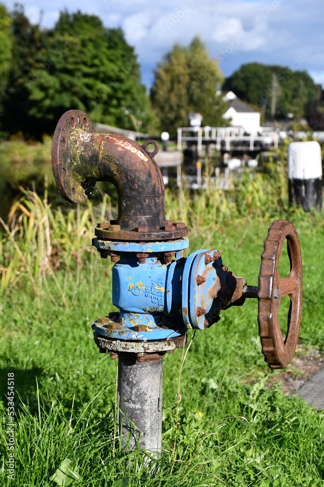 Water hydrant, River Barrow, Athy, County Kildare, Ireland Water hydrant, River Barrow, Athy, County Kildare, Ireland