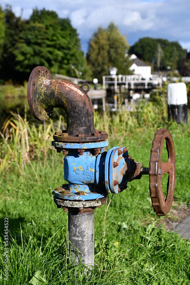 Water hydrant, River Barrow, Athy, County Kildare, Ireland Water hydrant, River Barrow, Athy, County Kildare, Ireland